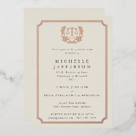 Elegante Cream Law School Graduation Party Folieneinladung