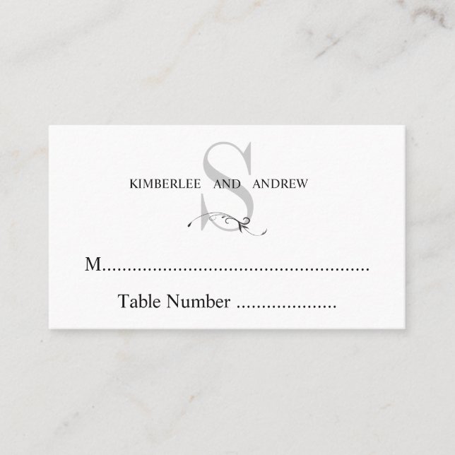Elegante Cream Monogram Wedding Cards Platzkarte (Vorderseite)