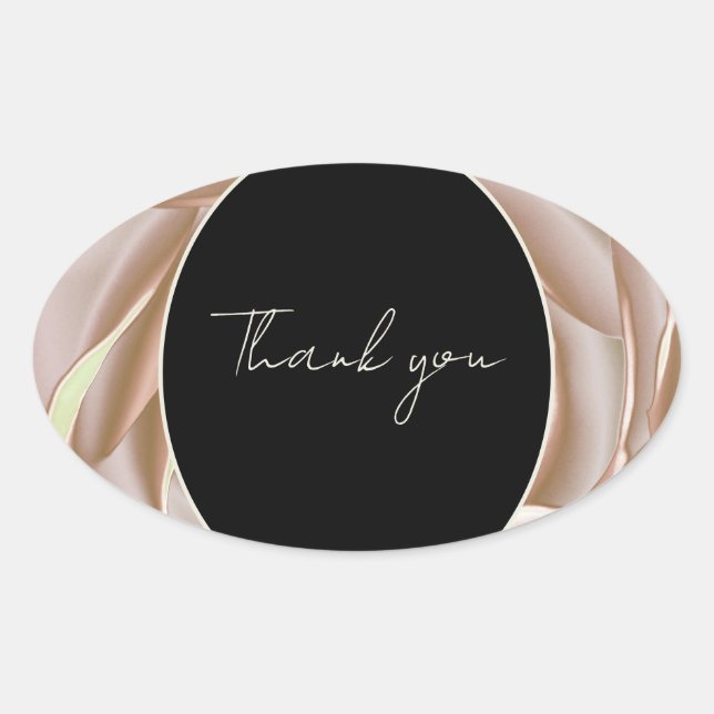 Elegante Cream Rose Blumenaufkleber "Danke" Ovaler Aufkleber (Vorderseite)
