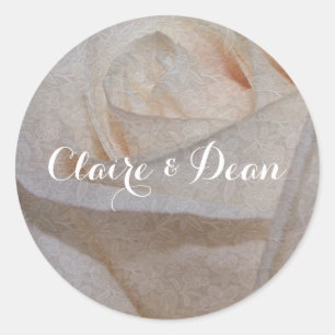 Elegante Cream-Rose Hochzeitsticker für Umschlag A Runder Aufkleber