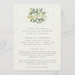 Elegante Cream Snowberry+Eucalyptus Bouquet Weddin Programm
