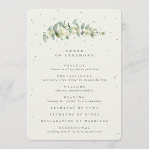 Elegante Cream Snowberry+Eucalyptus Stem Wedding Programm
