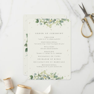 Elegante Cream Snowberry+Eucalyptus Winter Wedding Programm
