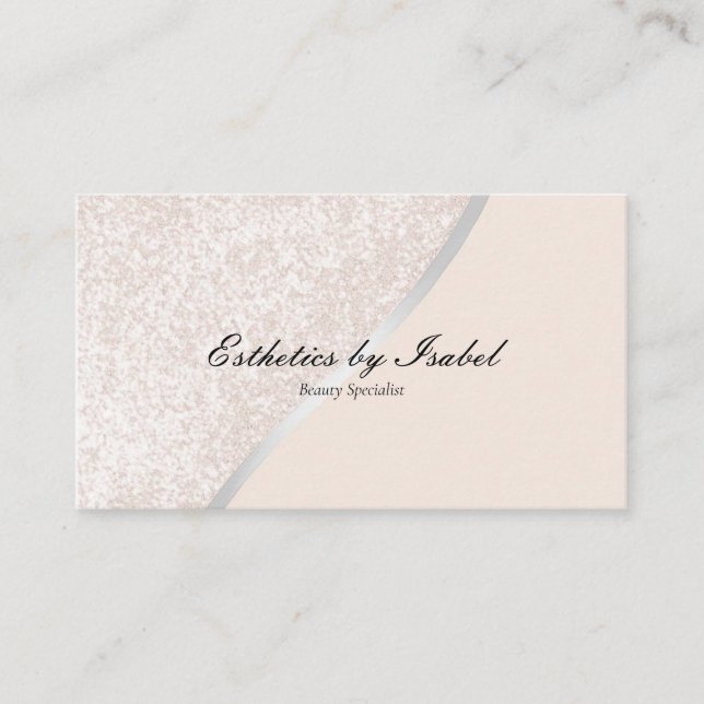 Elegante Cream Sparkle Esthetician Business Card Visitenkarte (Vorderseite)