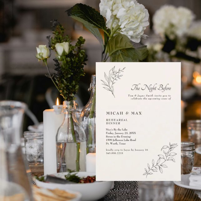 Elegante Cream The Night Before Wedding Probe Einladung (Von Creator hochgeladen)