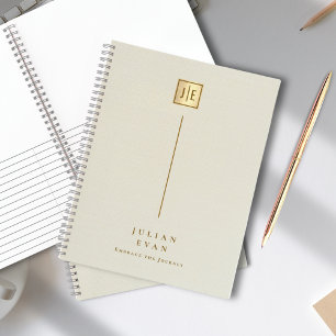 Elegante Creamy Gold Shiny Monogram Spiral Notizbuch