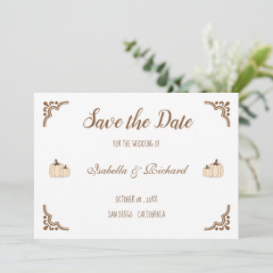 Elegante Creamy Pumpkins Flat Save the Date Card