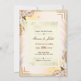 Elegante Creme-Beige-Tropen-Boho-Floral-Hochzeits- Einladung
