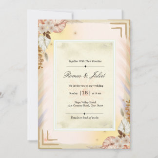 Elegante Creme-Beige-Tropen-Boho-Floral-Hochzeits- Einladung