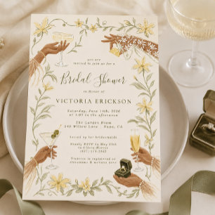 Elegante Creme-Cocktail-Brautjungfern-Einladung Einladung