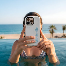 Elegante Creme & Eisblau Minimalistischer Benutzer iPhone 16 Pro Max Hülle