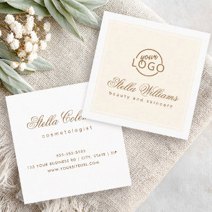 Elegante creme elfenbeinfarbene weiße individuelle quadratische visitenkarte