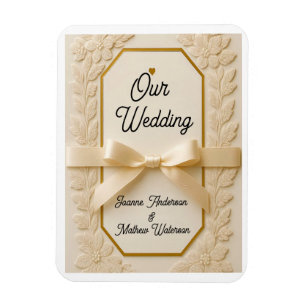 Elegante Creme & Gold Hochzeitseinladung Magnet