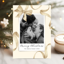 Elegante Creme-Gold-Schleife Foto Weihnachten