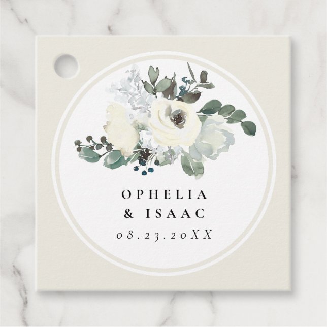 Elegante Creme Ivory Geschenkanhänger (Vorderseite)