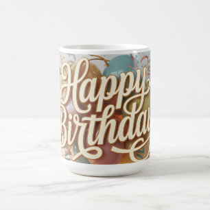 Elegante Creme-Schrift "Alles Gute zum Geburtstag" Kaffeetasse