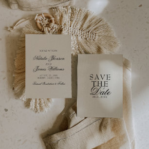 Elegante Creme-Schwarze Hochzeit im Stil des alten Save The Date