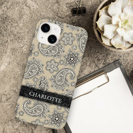 Elegante Creme und Black Paisley Case-Mate iPhone 14 Hülle