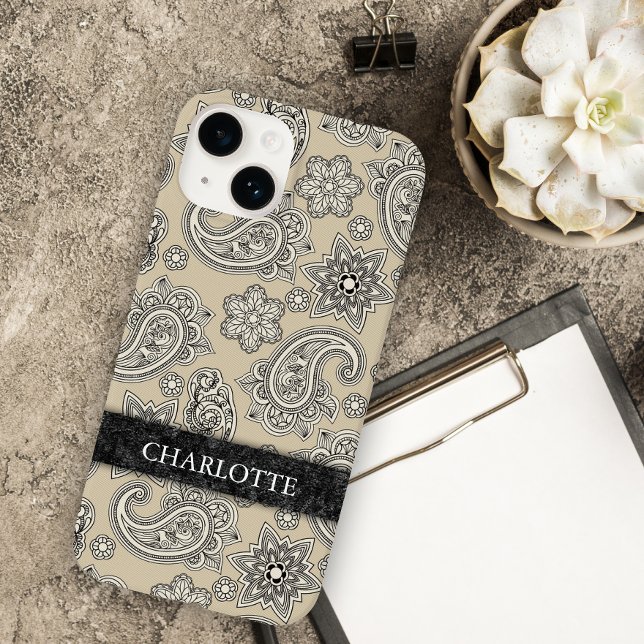 Elegante Creme und Black Paisley Case-Mate iPhone Hülle (Von Creator hochgeladen)