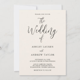 Elegante Creme und Black Wedding Einladung