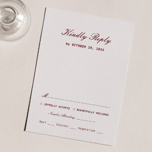 Elegante Creme- und Burgunder-Hochzeits-RSVP-Karte Begleitkarte