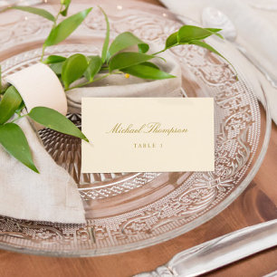 Elegante Creme- und Goldene Hochzeitsplatzkarten F