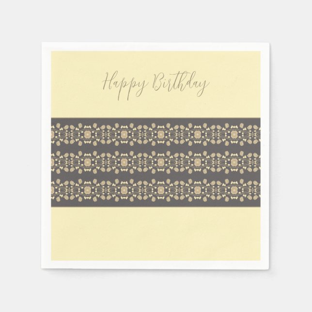 Elegante Creme und Taupe Serviette (Vorderseite)