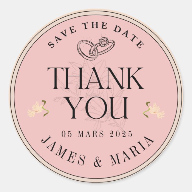 "Elegante Creme und White Wedding Danke Sticker (Vorderseite)