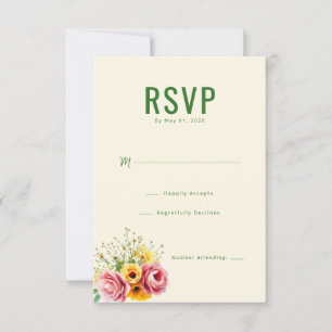 Elegante cremefarbene Blumen-RSVP RSVP Karte
