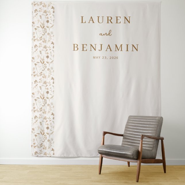 Elegante cremefarbene Blumengrenze Wandteppich (Beispiel)