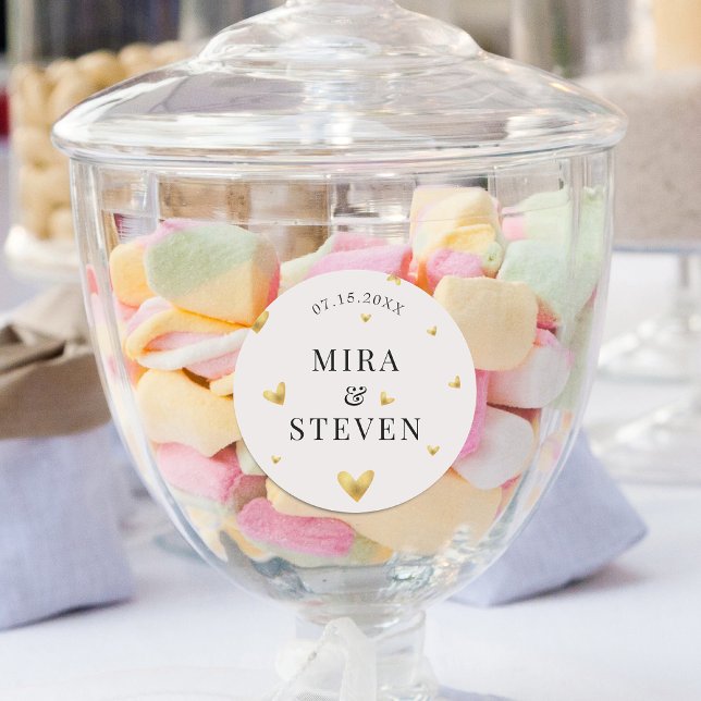 elegante cremefarbene Hochzeit Runder Aufkleber (Von Creator hochgeladen)