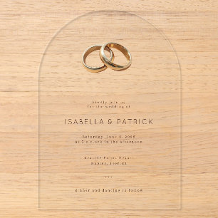 Elegante cremefarbene Hochzeitsringe Acryleinladungen