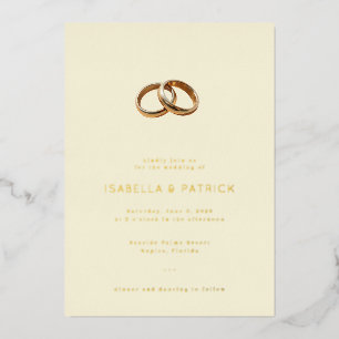 Elegante cremefarbene Hochzeitsringe Folieneinladung