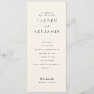 Elegante Cremefarbene Minimalistische Hochzeitszer Programm