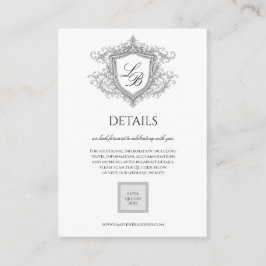 Elegante Crest-Monogramm-Karte mit florierendem De Begleitkarte