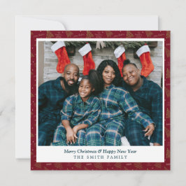 Elegante Crimson Red Christmas Gruß mit Foto Feiertagskarte