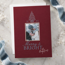 Elegante Crimson- und Puderblau-Weihnachtsfoto
