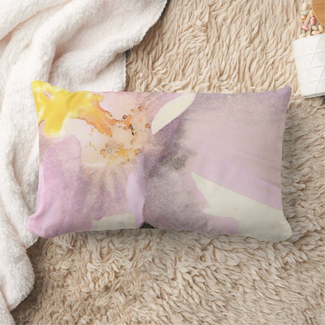 Elegante Crocus Pink Wasserfarbe Blume Lendenkissen (Decke)
