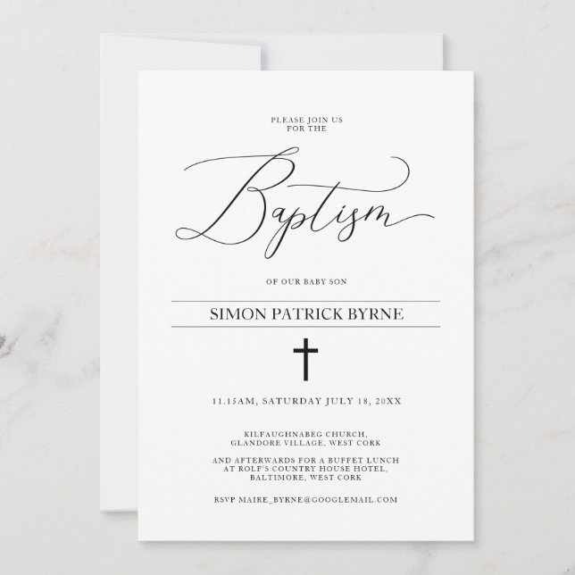 Elegante Cross-Baptiskampagne Ankündigung Junge od (Vorderseite)