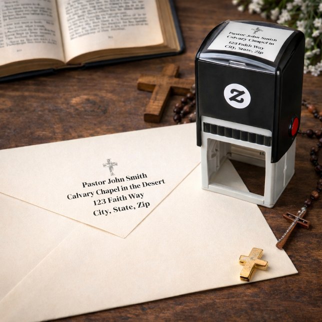 Elegante Cross Church Self Inking Rubber Briefmark Permastempel (Von Creator hochgeladen)