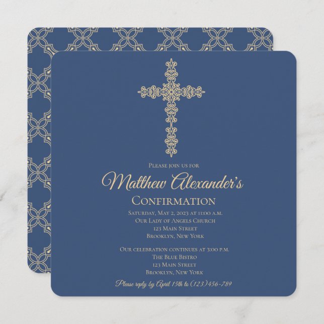 Elegante Cross-Confirmation Einladung (Vorne/Hinten)