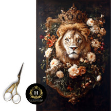Elegante Crowned Lion Floral Frame Luxury Boutique