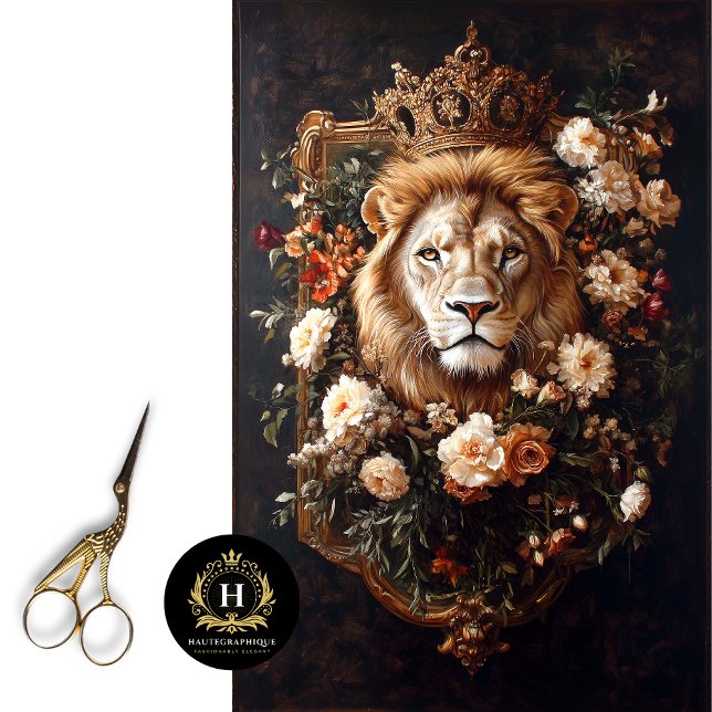 Elegante Crowned Lion Floral Frame Luxury Boutique Seidenpapier (Von Creator hochgeladen)