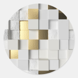 Elegante Cube wall 3D Art - weiß und gold Runder Aufkleber