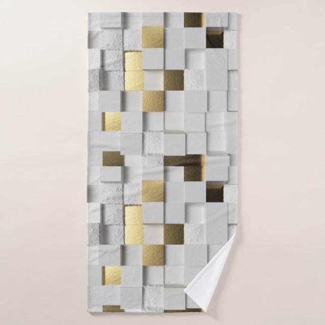 Elegante Cube wall 3D Art-White und Gold Badehandtuch (Badehandtuch)