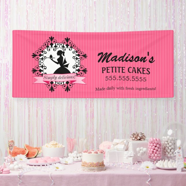 Elegante Cupcake Bäckerei Lady Silhouette Banner (Party)