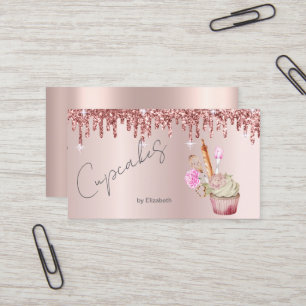 Elegante Cupcake-Bäckerei-Werkzeuge Rose Gold Trop Visitenkarte