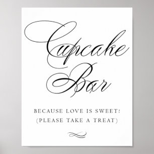 Elegante Cupcake Bar Black Calligraphy   Chic Tabl Poster