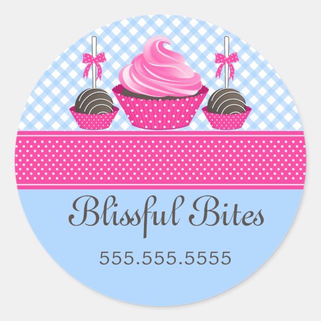 Elegante Cupcake Cake Pops Bäckerei Box Siegel Runder Aufkleber (Vorderseite)