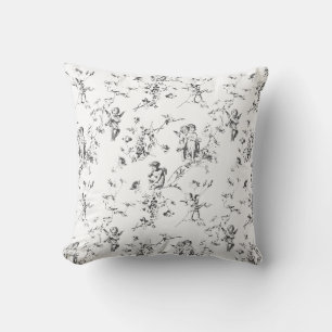 Elegante Cupid Angels Schwarz-weißes Florentiner S Kissen
